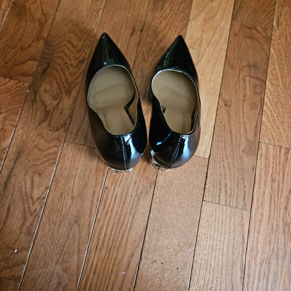 FSJ Black Bridal Pointed Toe Chunky High Heel Wedding Shoes - Picture 3 of 11